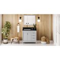 Jeffrey Alexander 36In. Grey Theodora Vanity, Left Offset, Black Granite Vanity Top, Undermount Rectangle Bowl VKITTHE36GRBGR